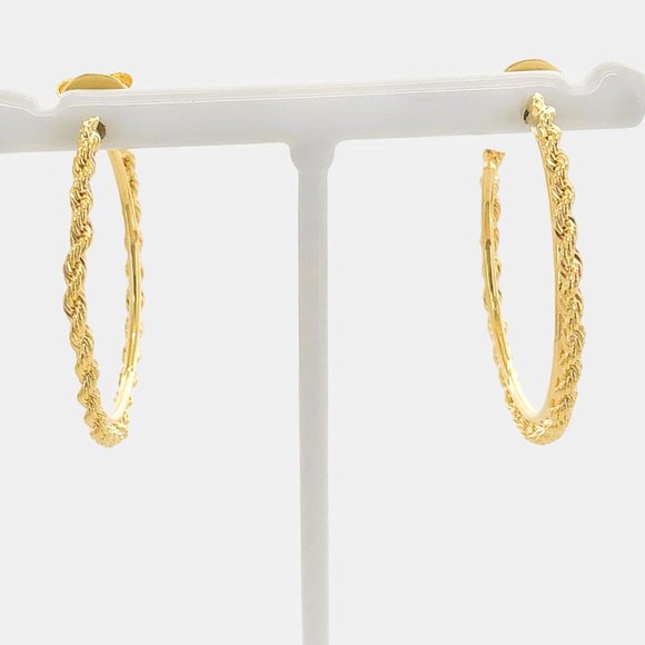 NEW 18K Gold Filled Rope Chain Hoop Earrings - Picture 3 of 6